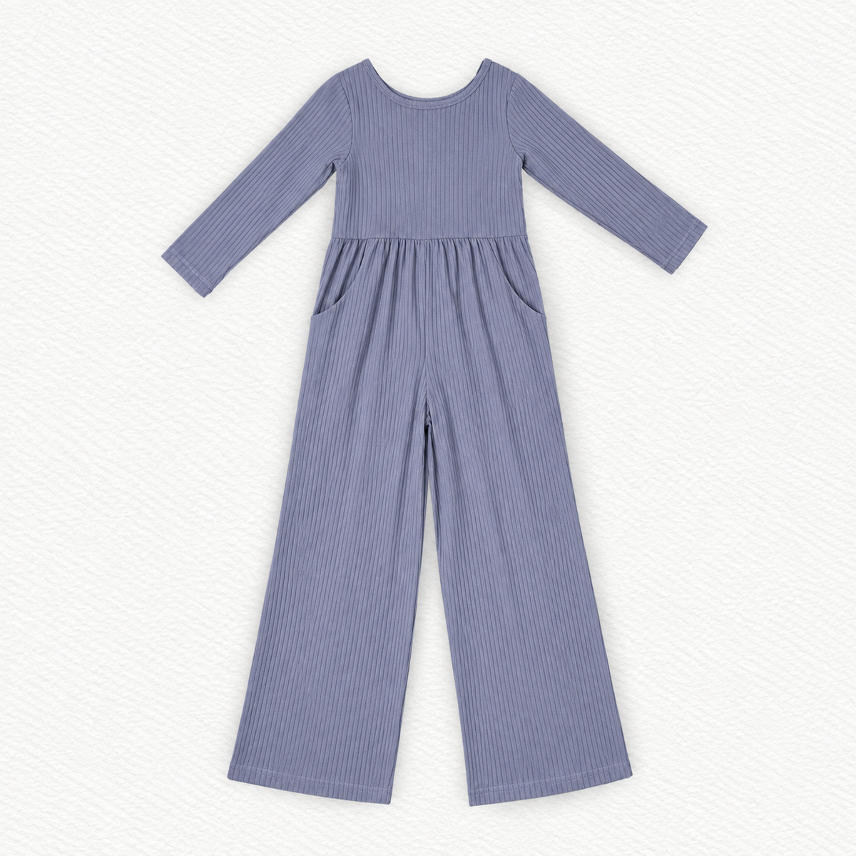 Periwinkle ribbed Wide leg day wear romper