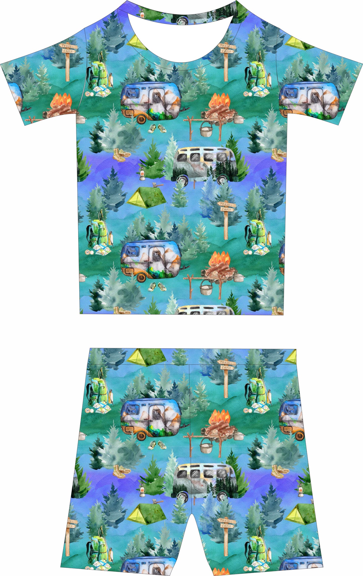 Camping two piece short set