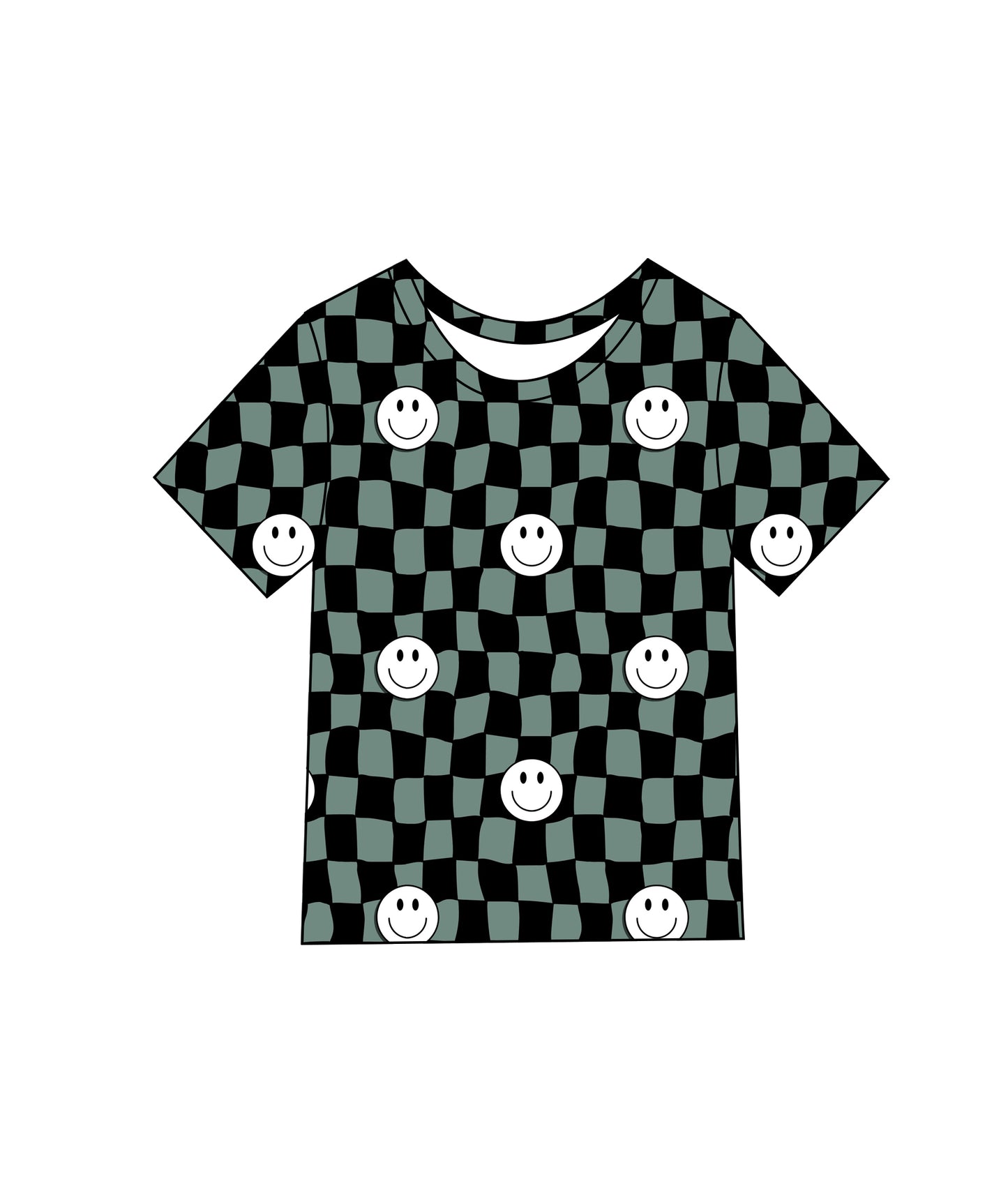 Smiley checks t-shirt bamboo