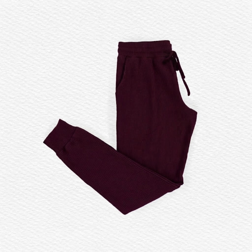 Burgundy ribbed joggers