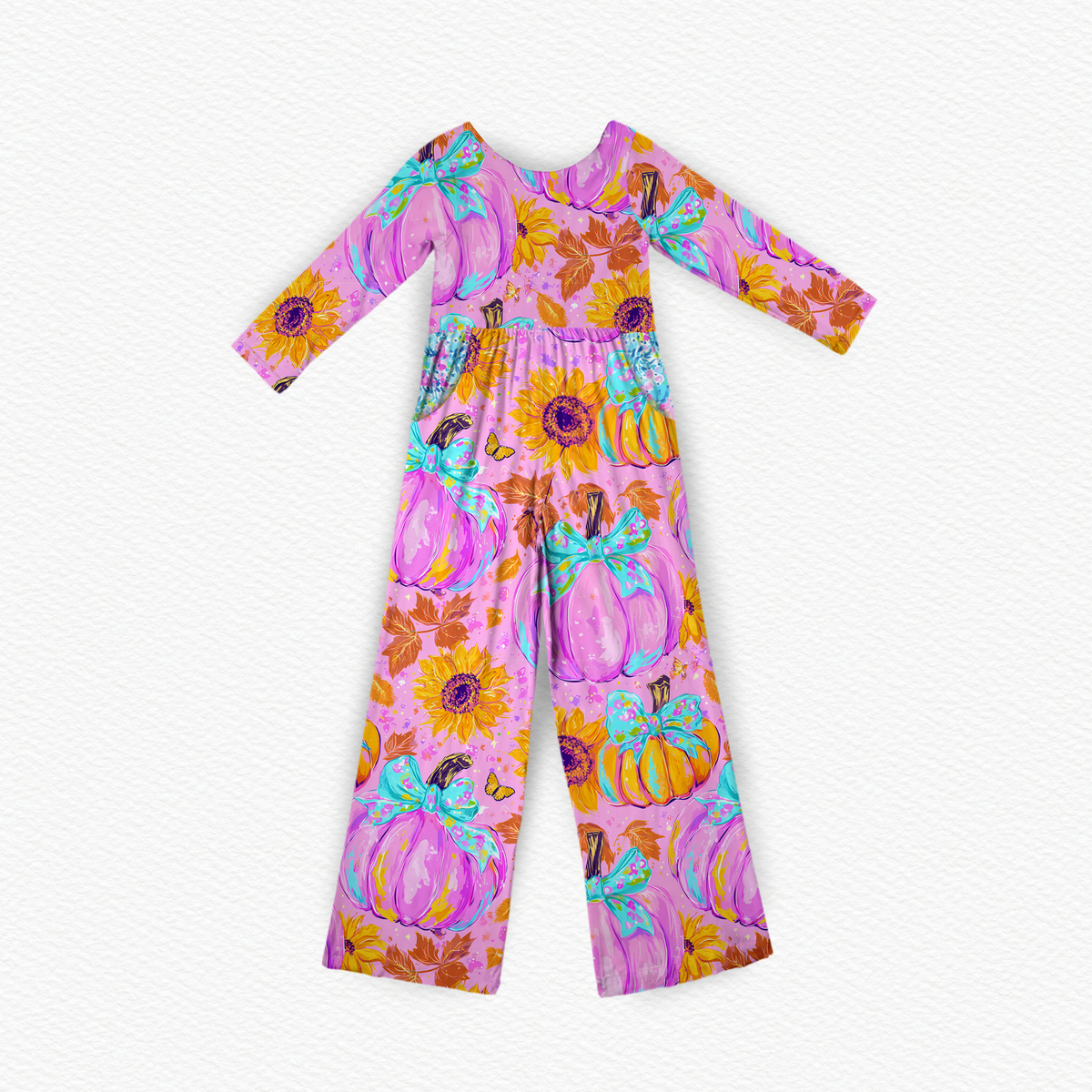 Pumpkin bows Wide leg day wear romper
