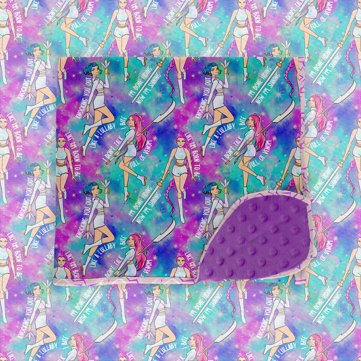 Born to be 60x80 oversized blanket minky backed