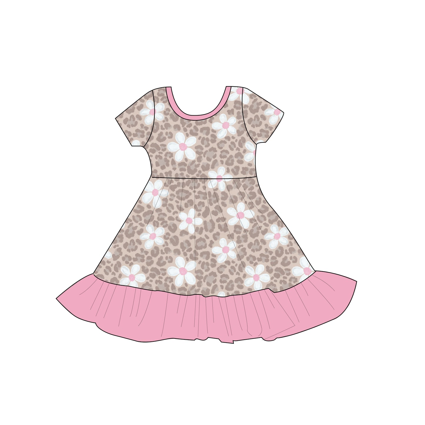 Leopard flower twirl dress