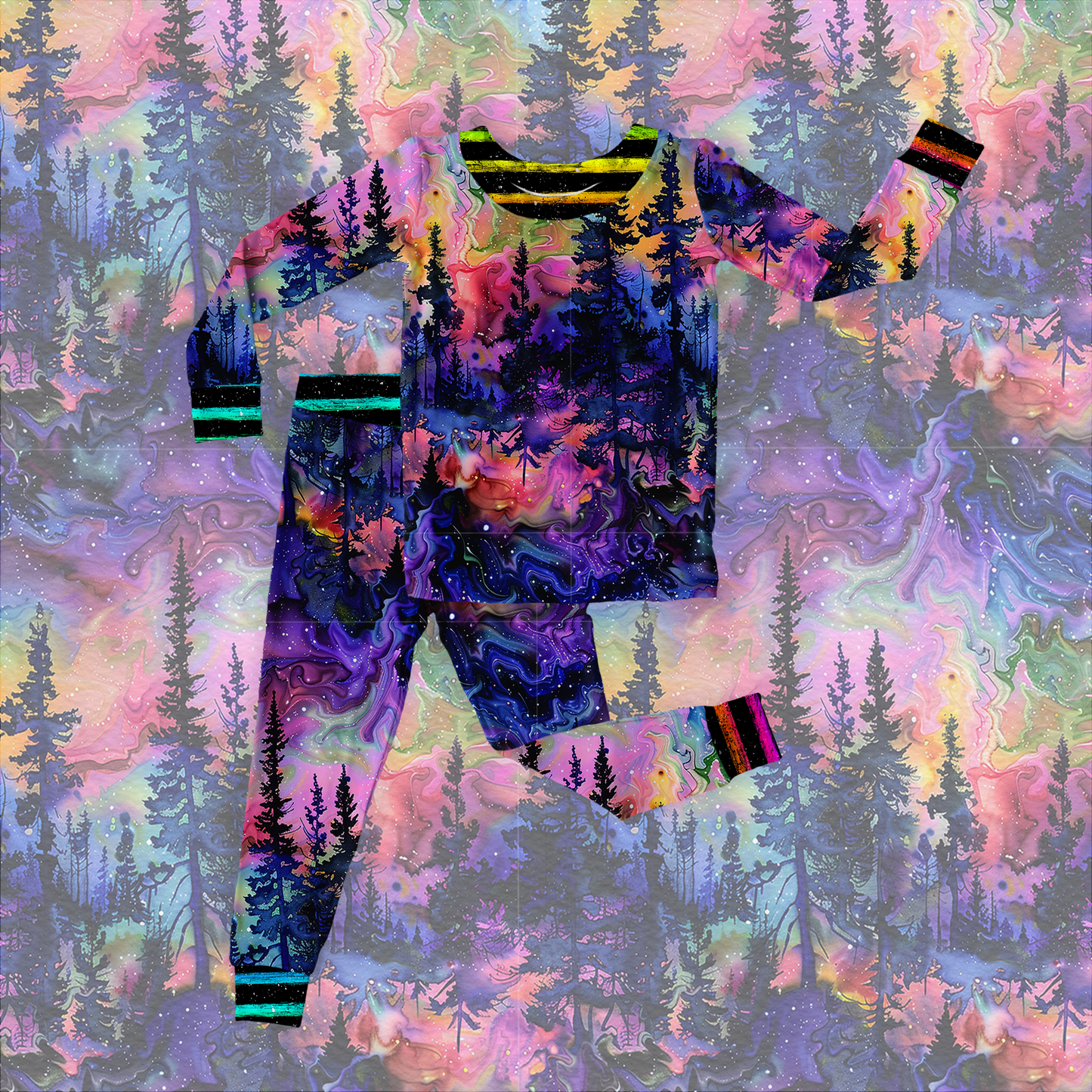 Aurora nights two piece long sleeve and pants set