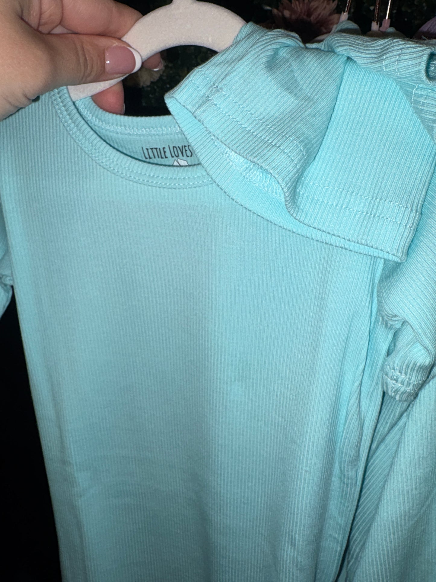 Brittany and co ribbed solid two piece long sleeve and pants set