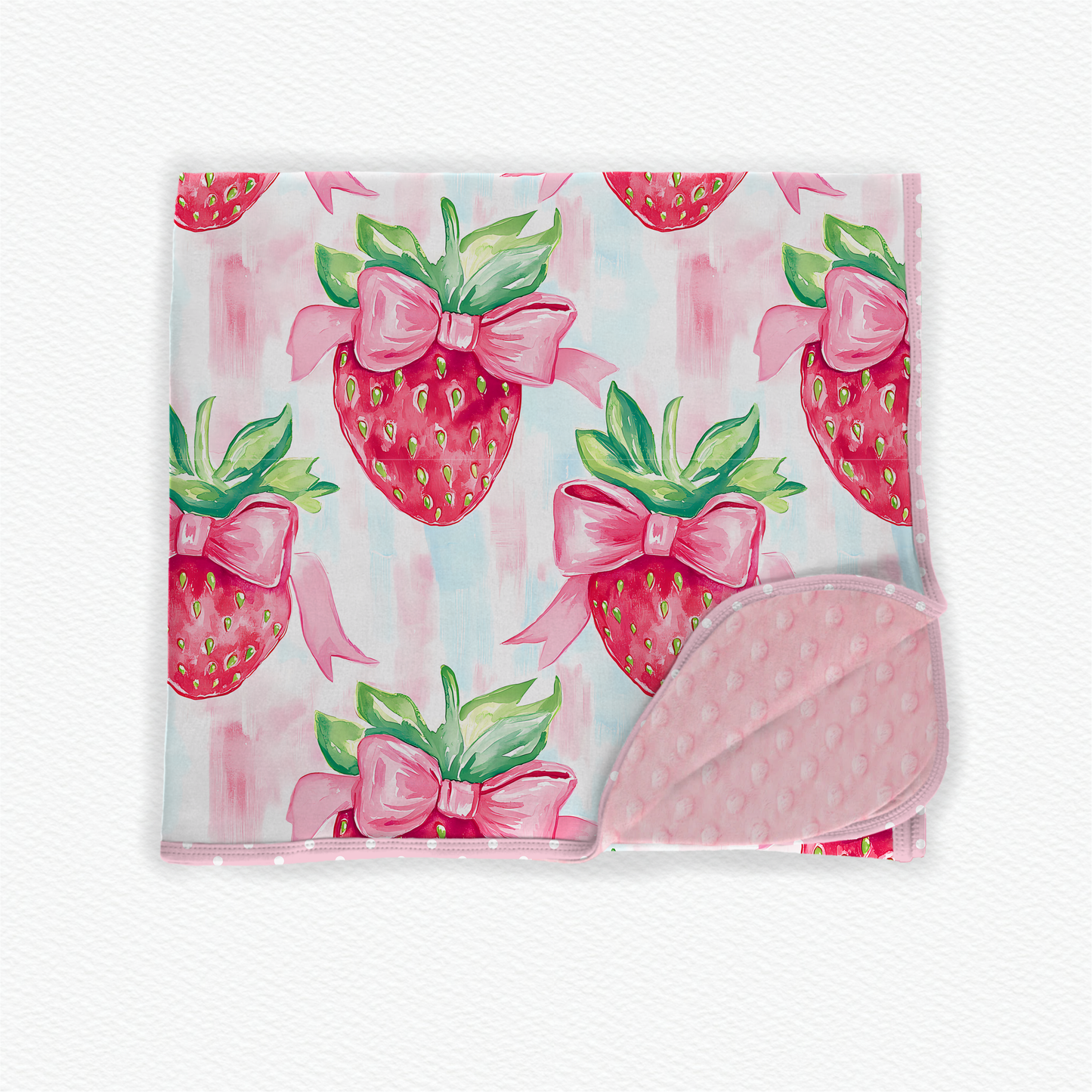 Strawberry blanket 50x50 minky backed