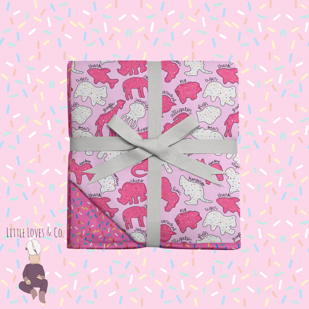 50x50 bamboo Safari sprinkles pink blanket