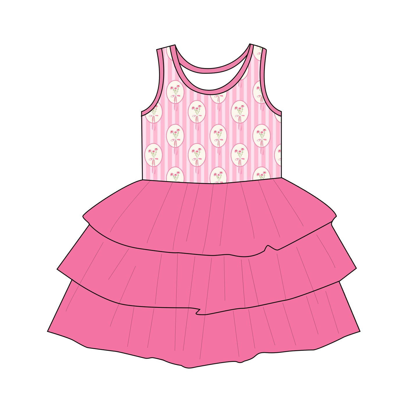 Pink flowers tutu twirl dress