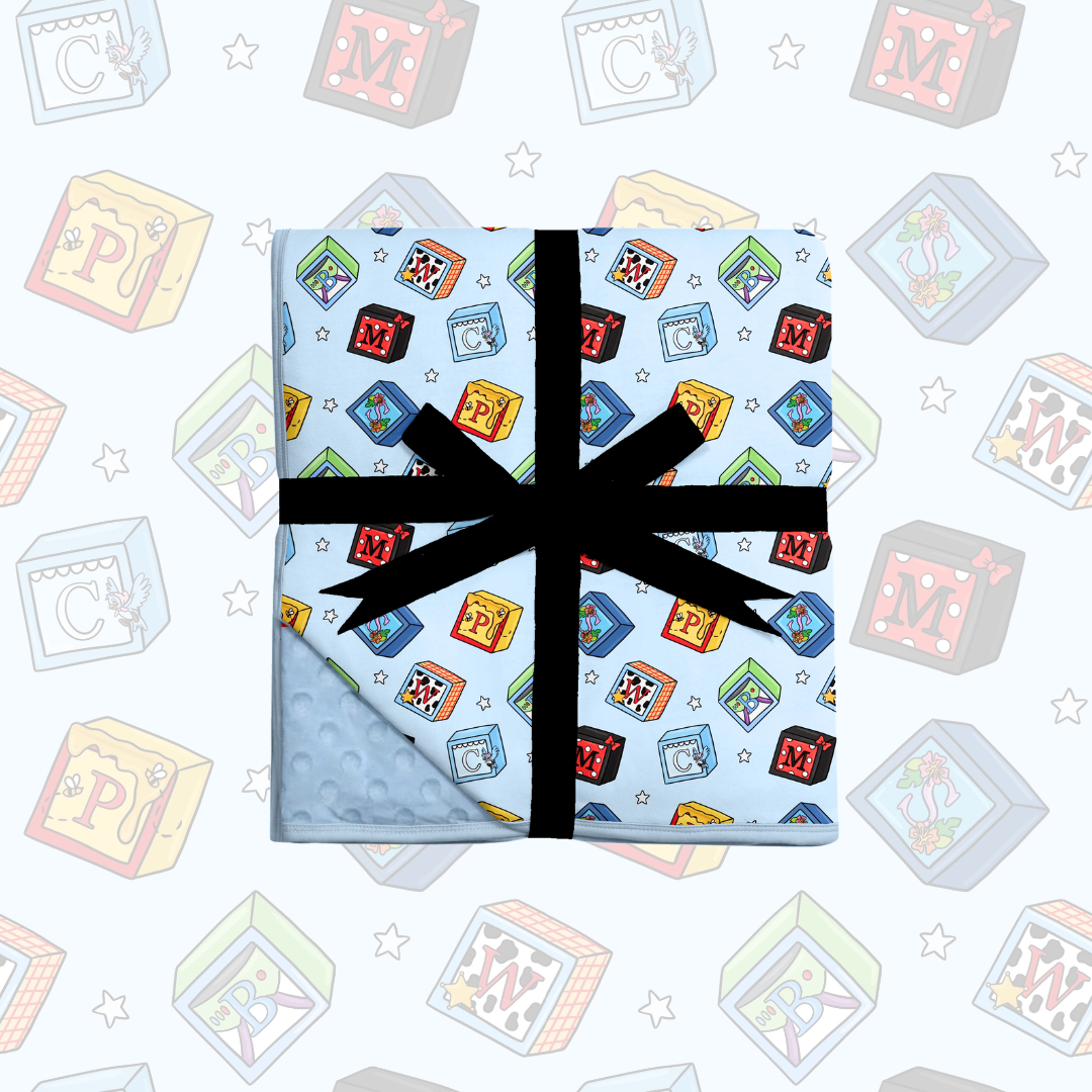 Block party 60x80 oversized blanket minky backed