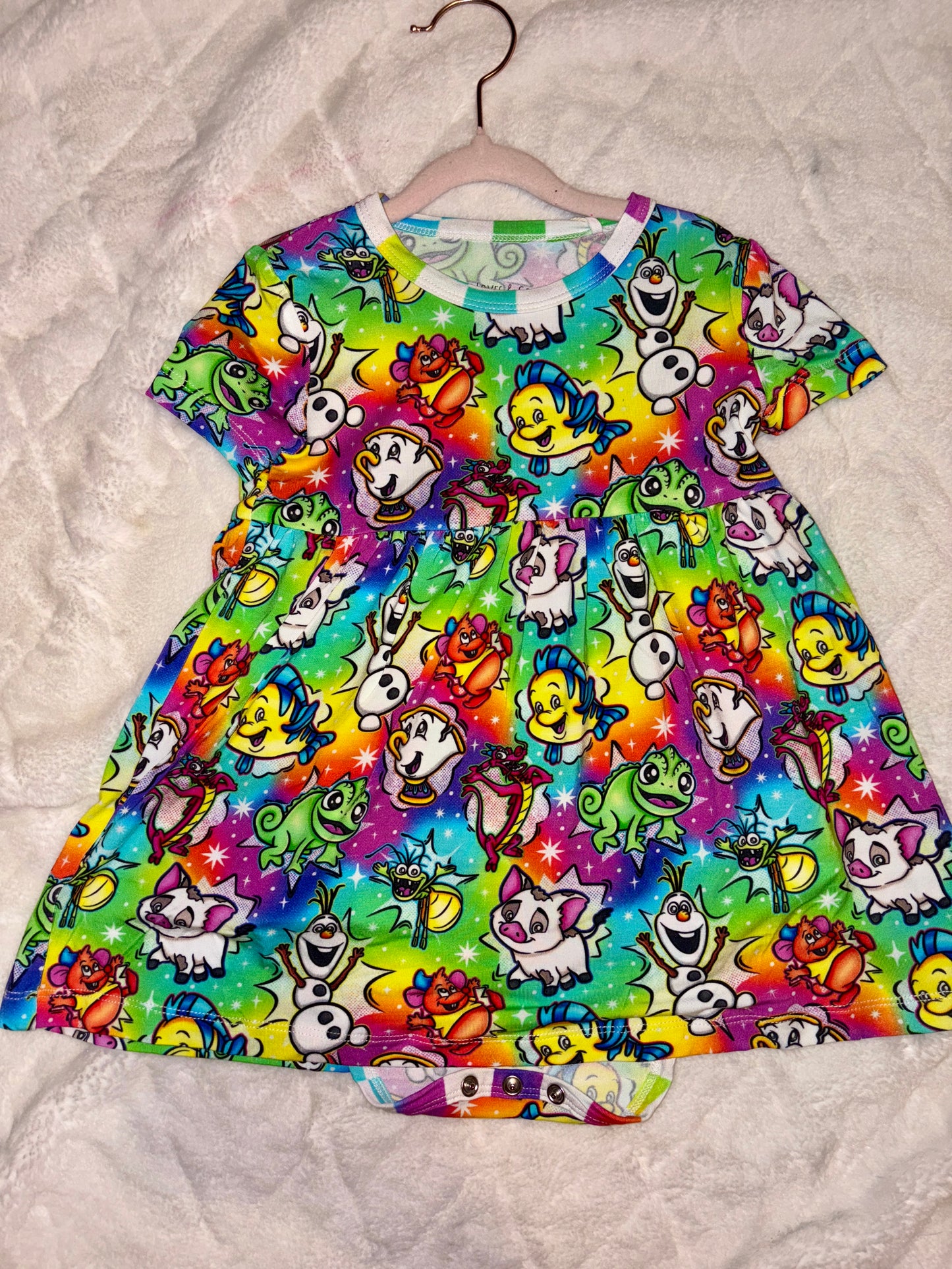 Rainbow checks twirl with bodysuit