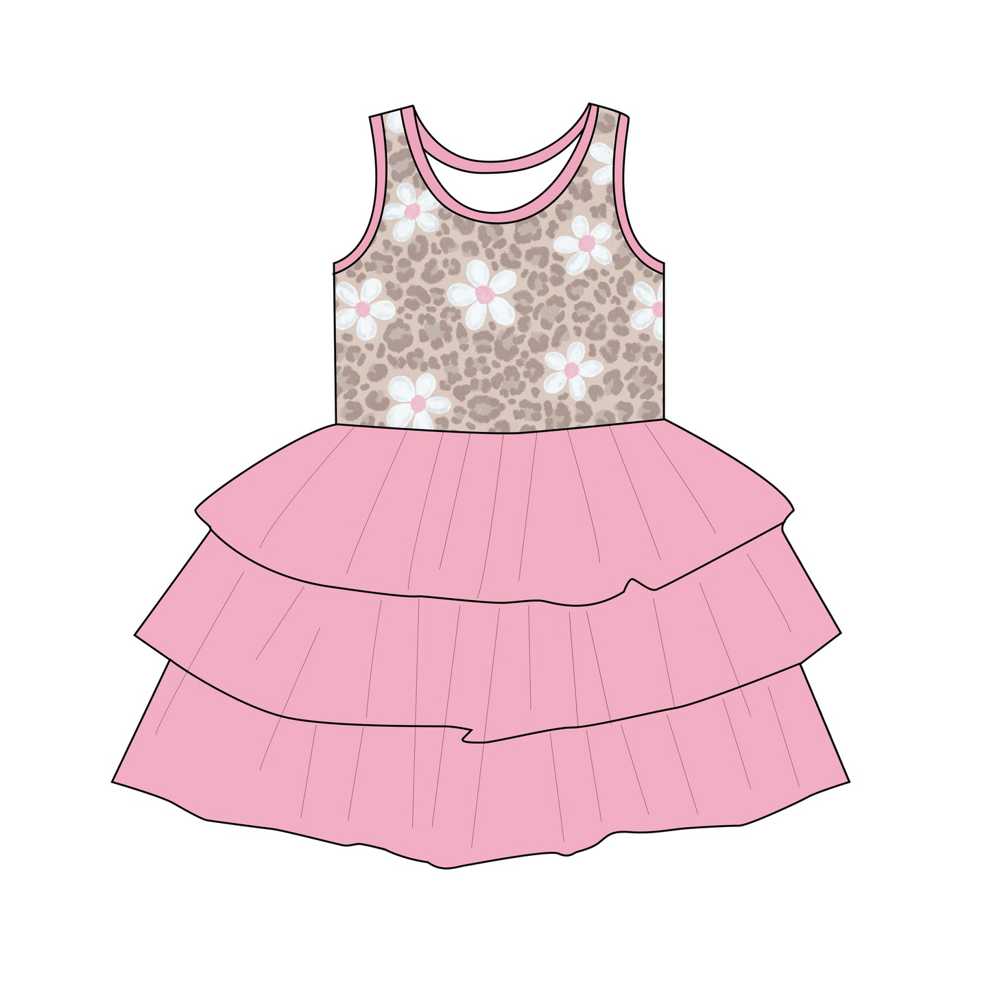 Leopards flowers tutu twirl dress
