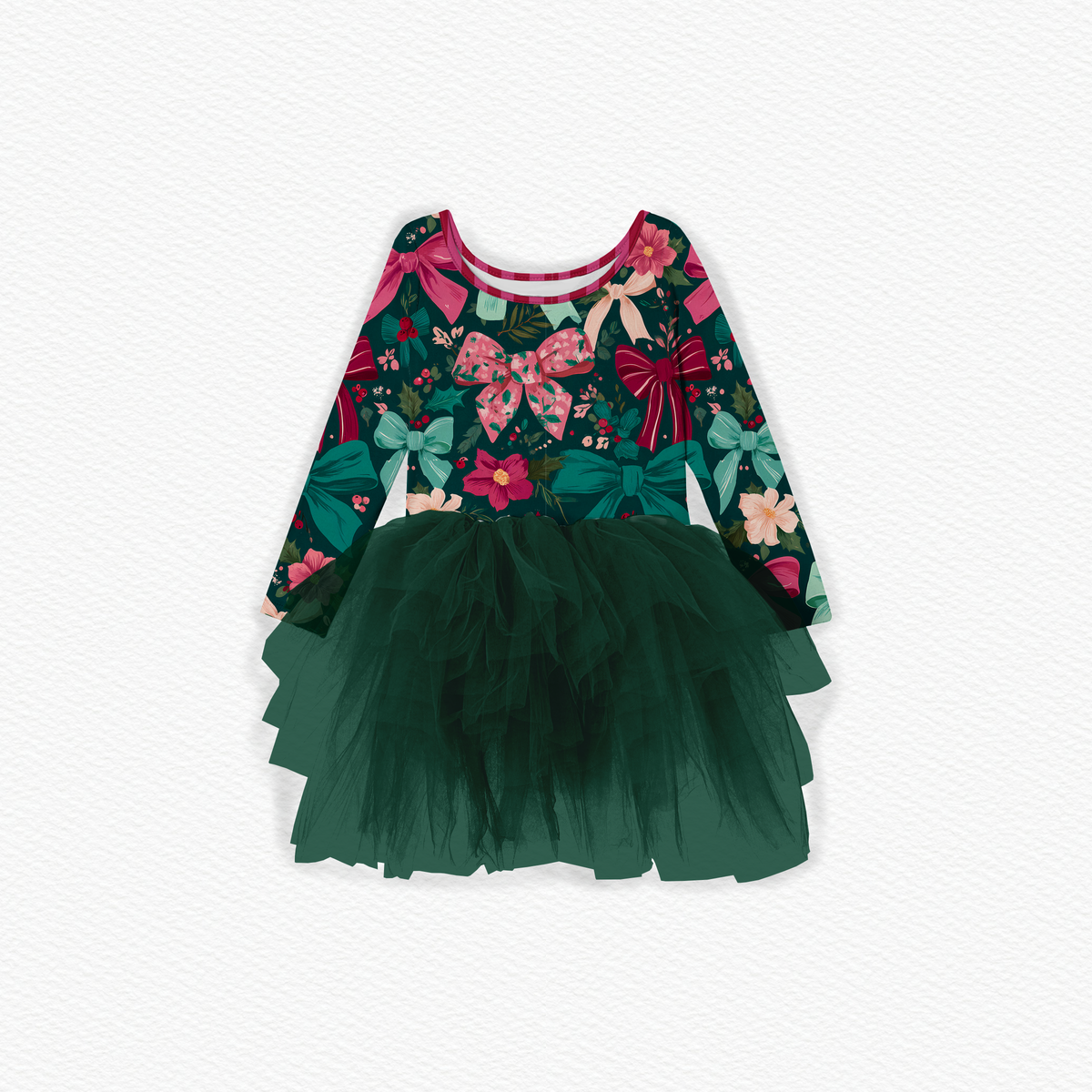 Pre-sale green bows tutu twirl dress
