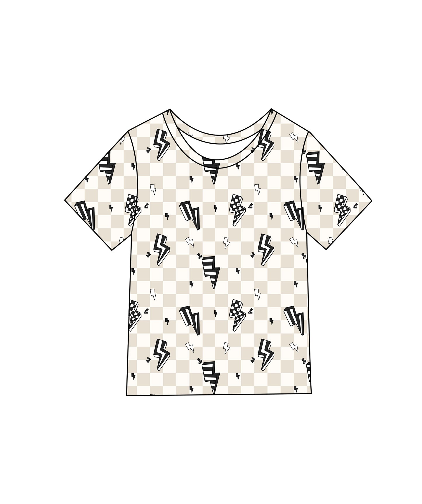 Checkered bolts t-shirt bamboo