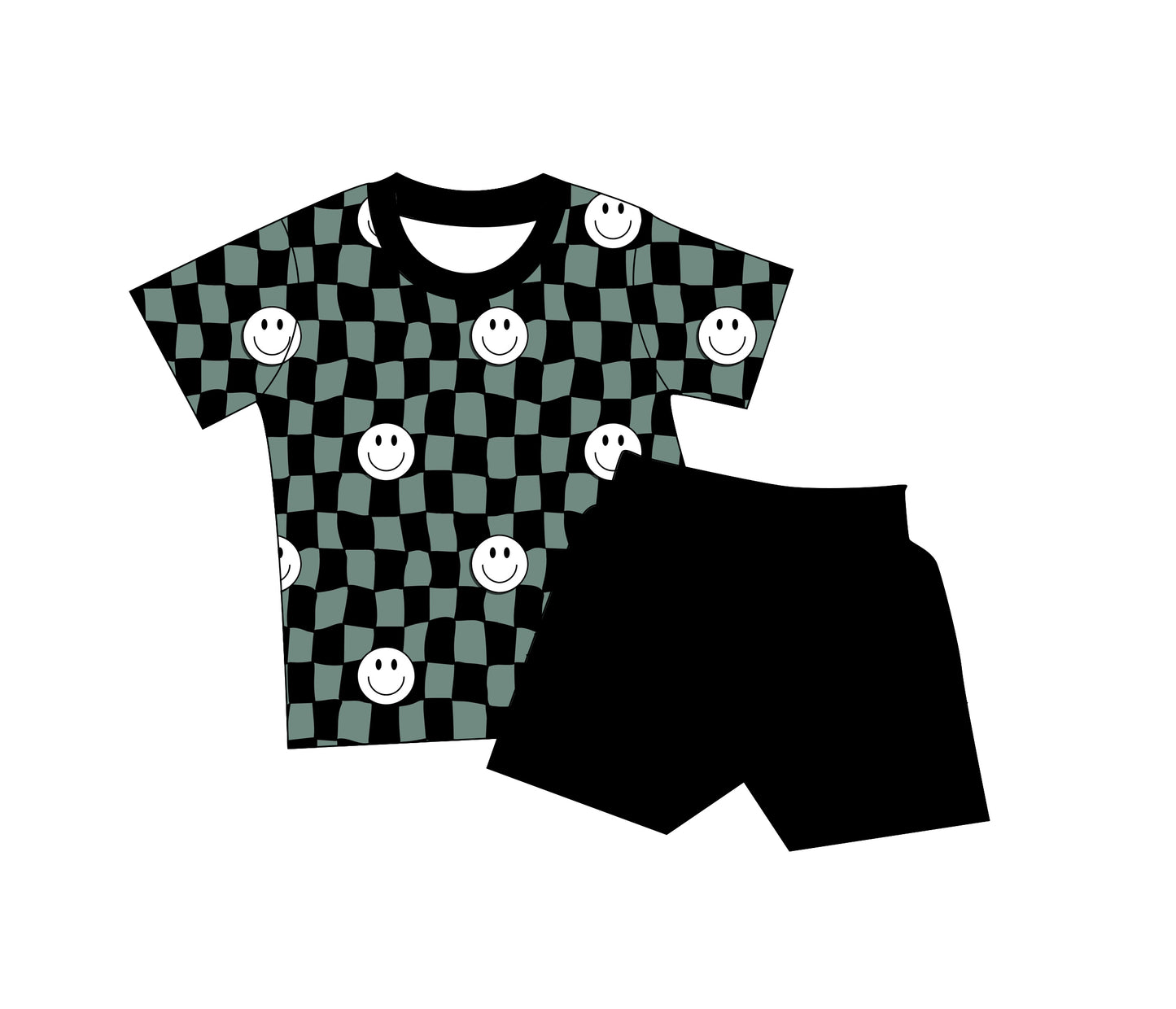 Smiley checks daywear short set