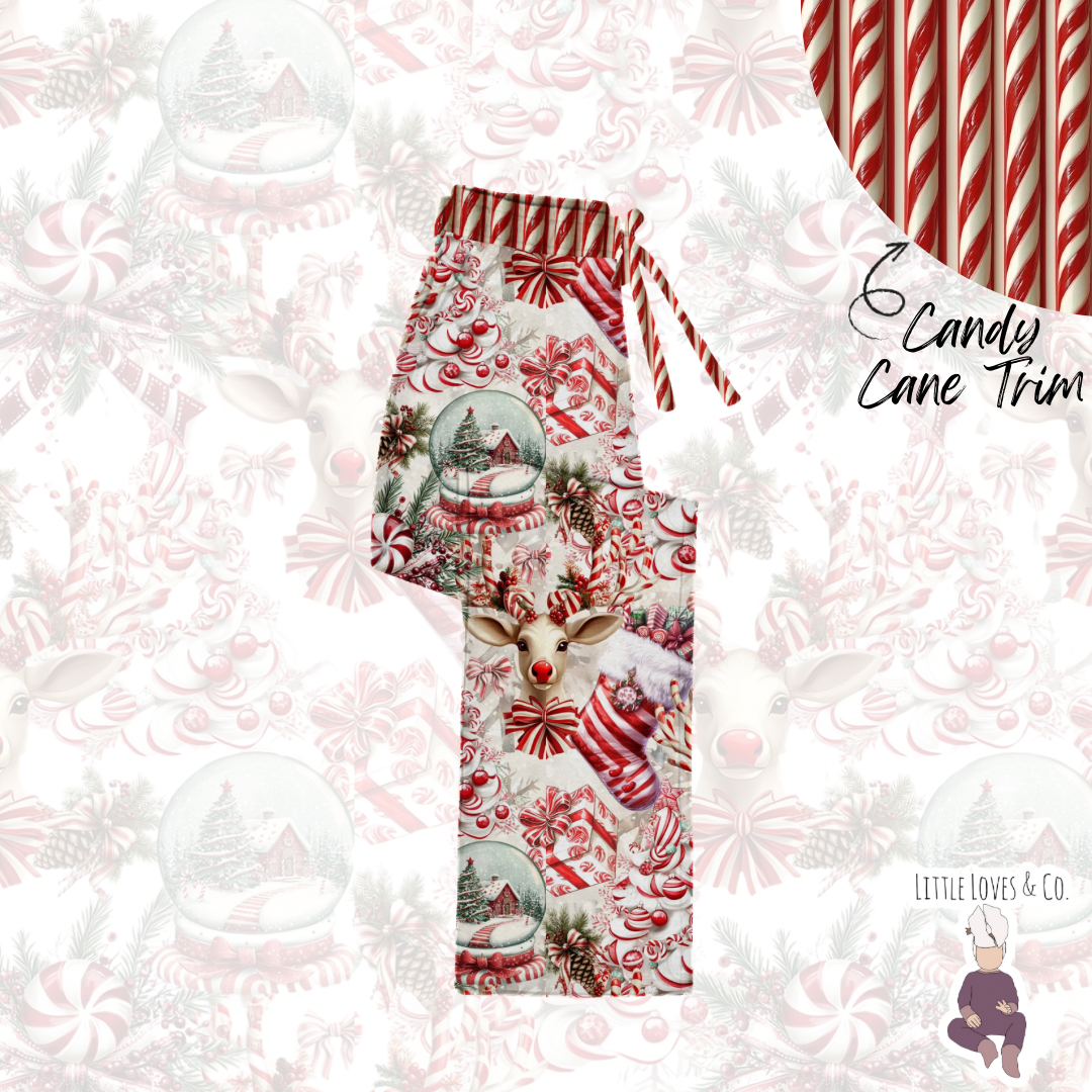 Candy cane lane candy cane trim straight leg pants