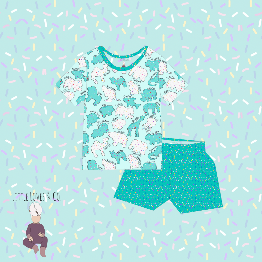 PRE-SALE Safari sprinkles blue daywear short set