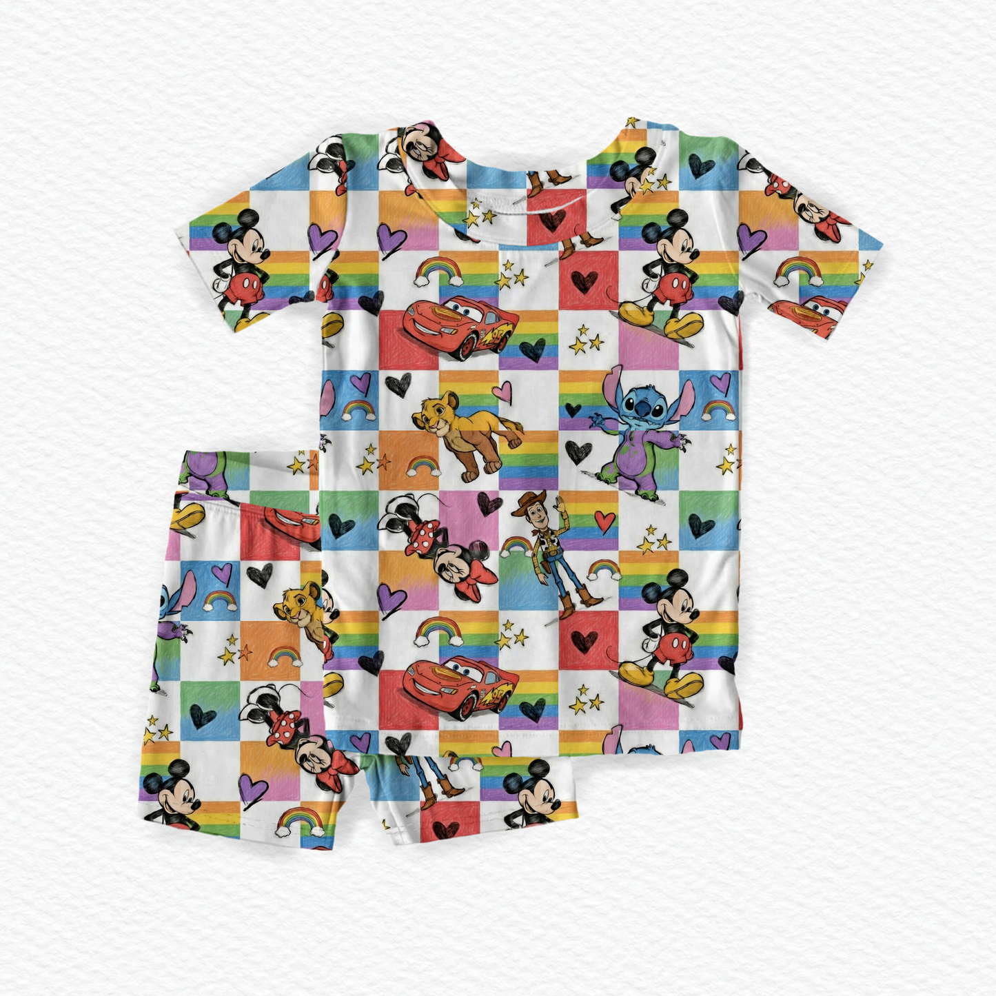 Colorful pals two piece short set