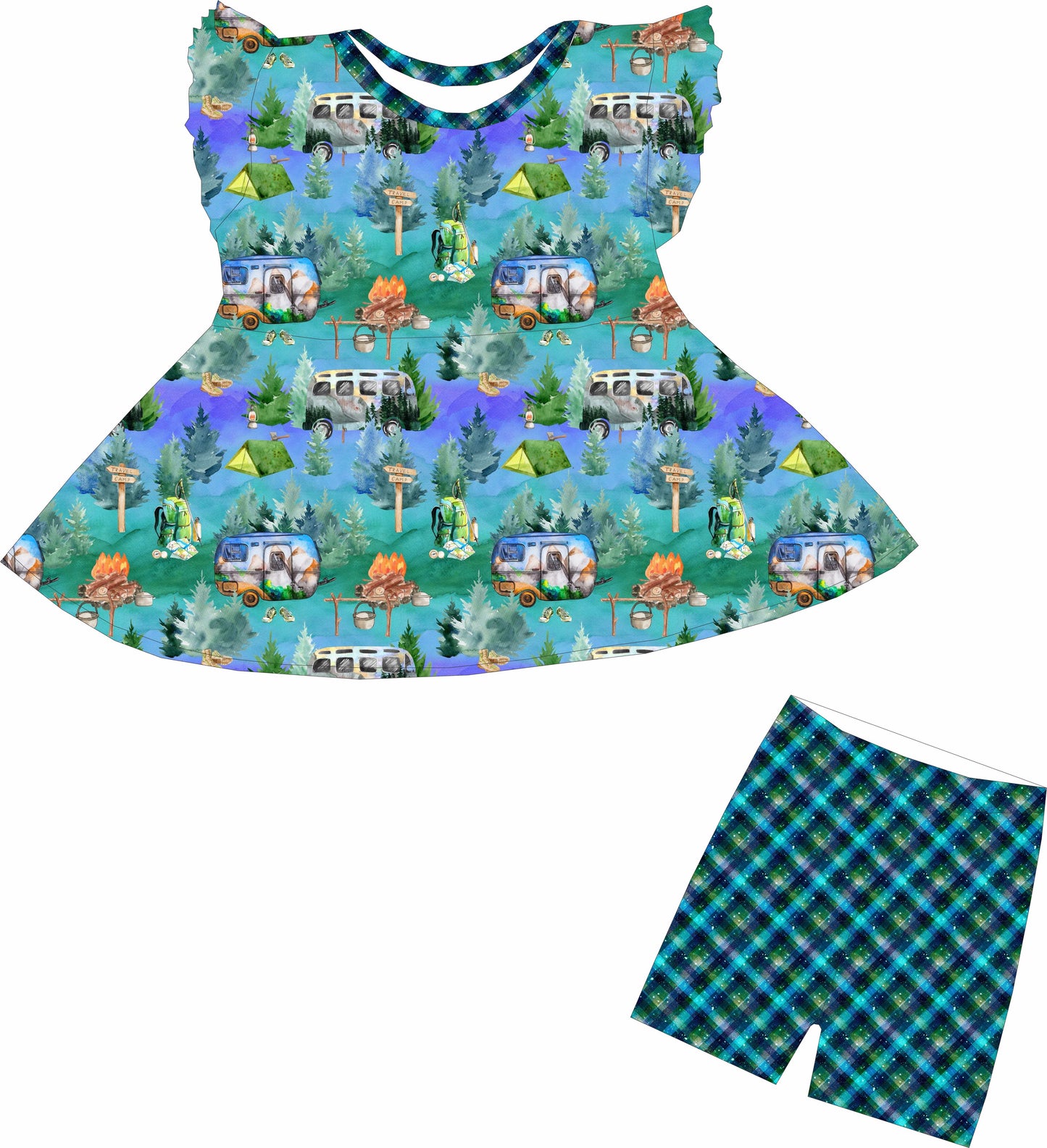 Camping Peplum top and shorts
