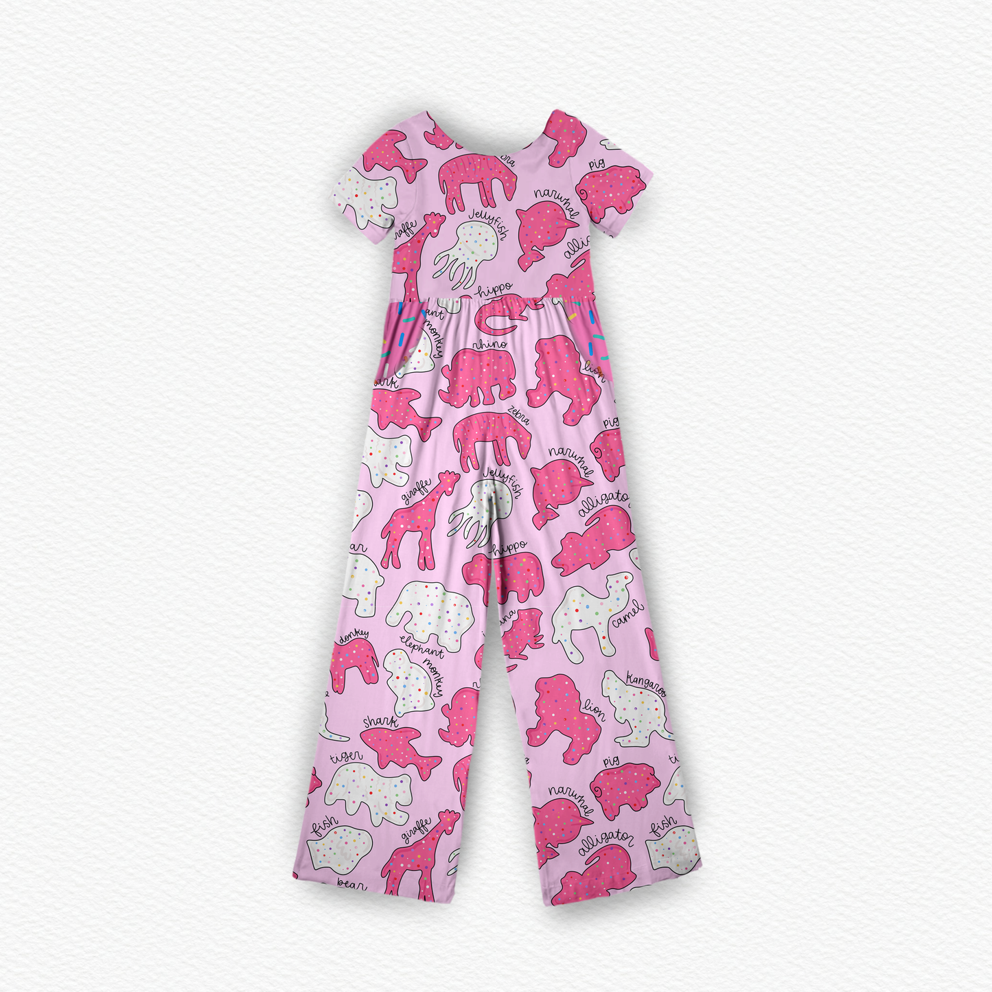 Safari sprinkles pink Wide leg day wear romper short sleeve