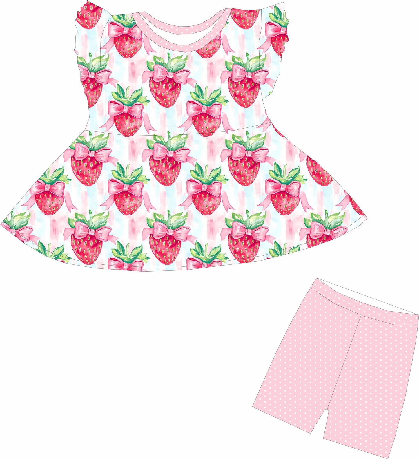 Strawberry Peplum top and shorts