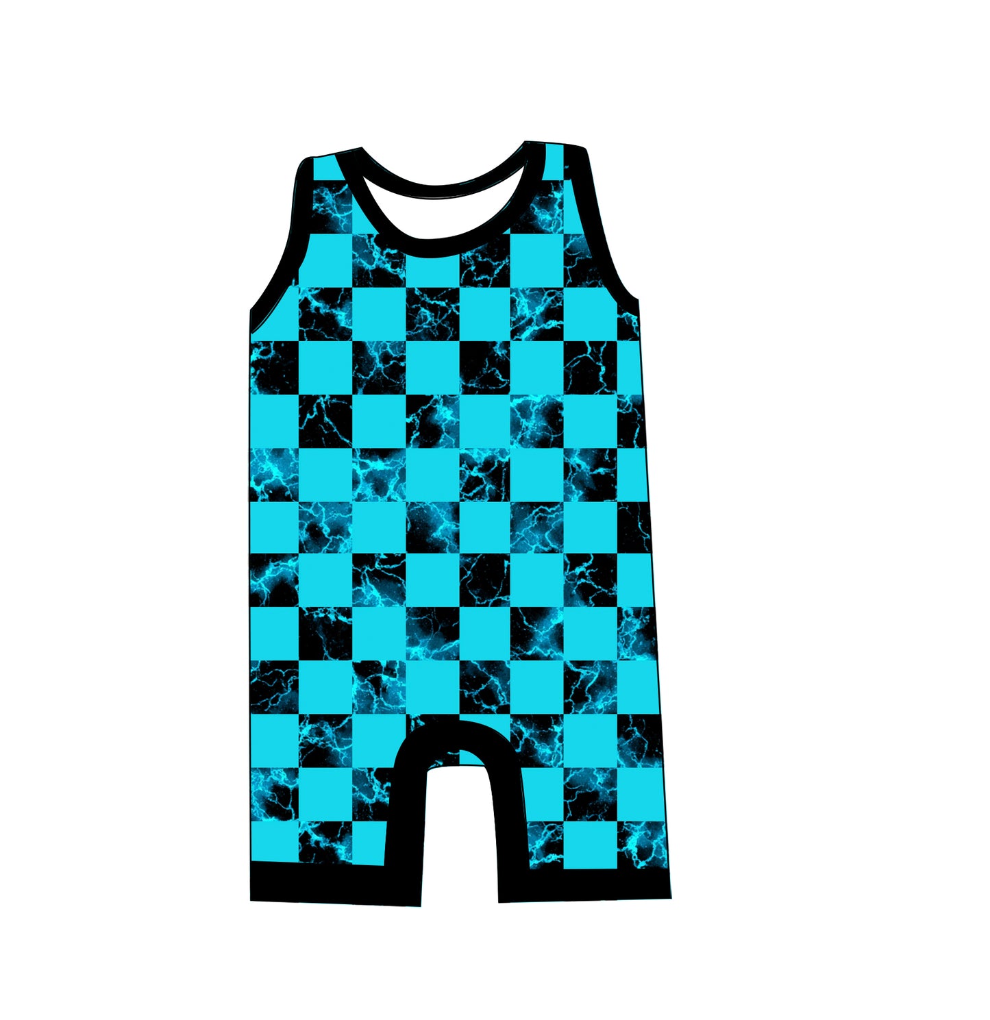 Watercolor checks Tank daywear romper