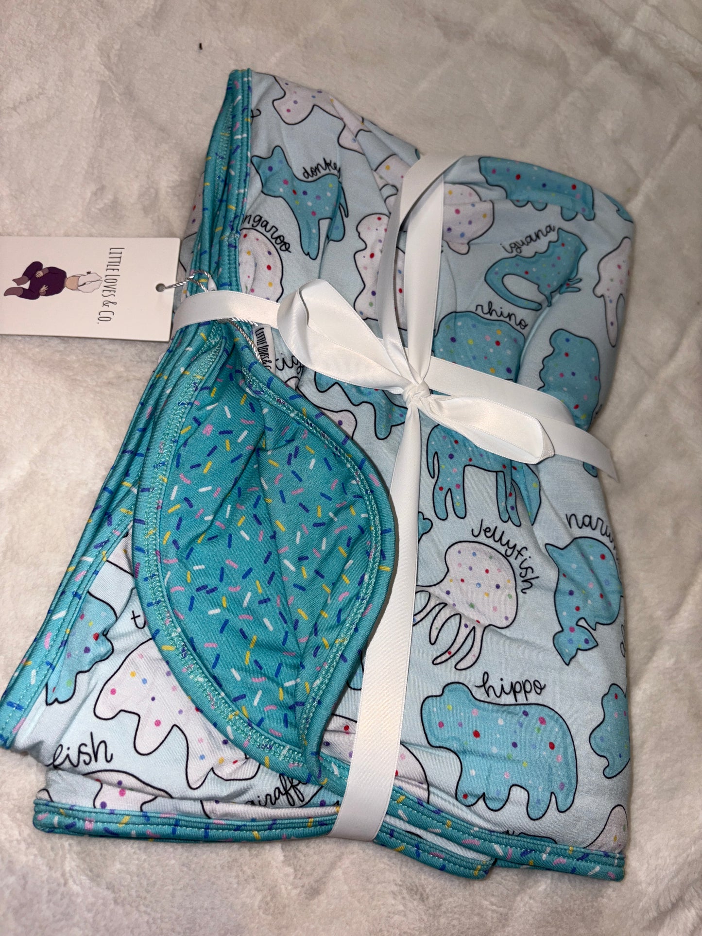 Safari sprinkles blue blanket 50x50