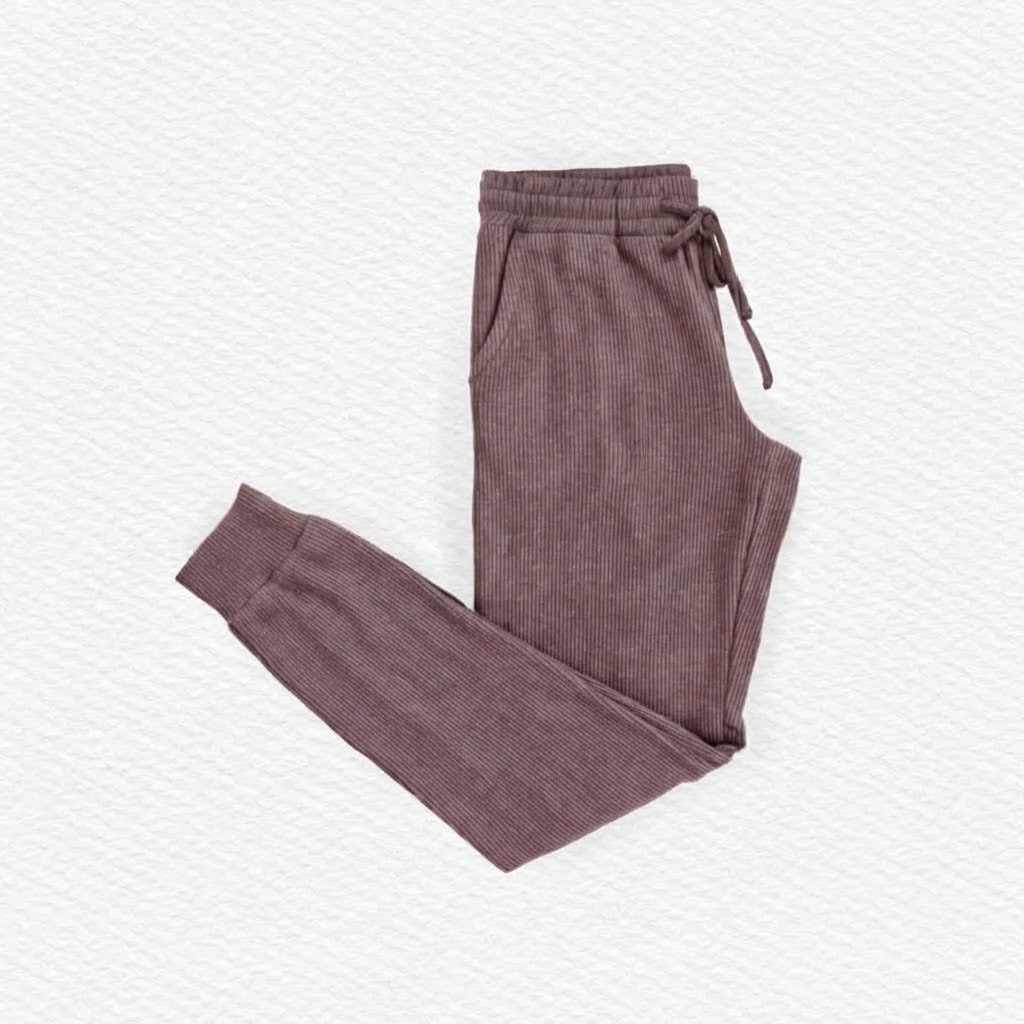 Mauve ribbed joggers
