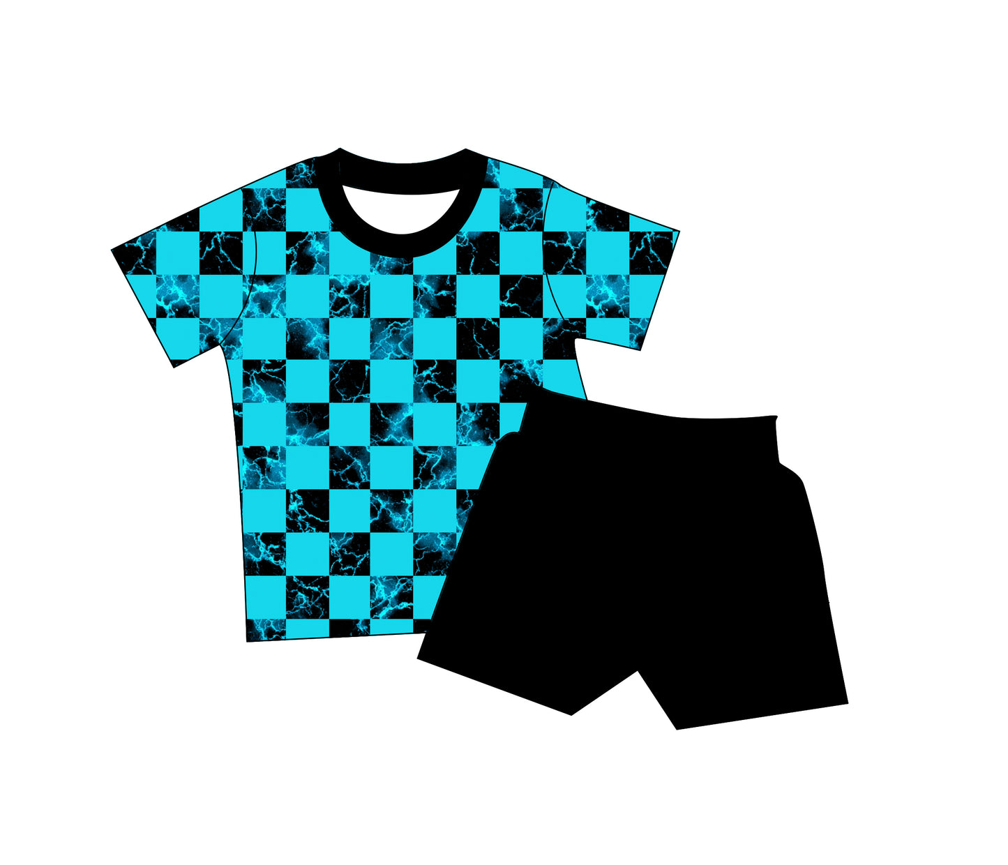 Watercolor checks daywear short set