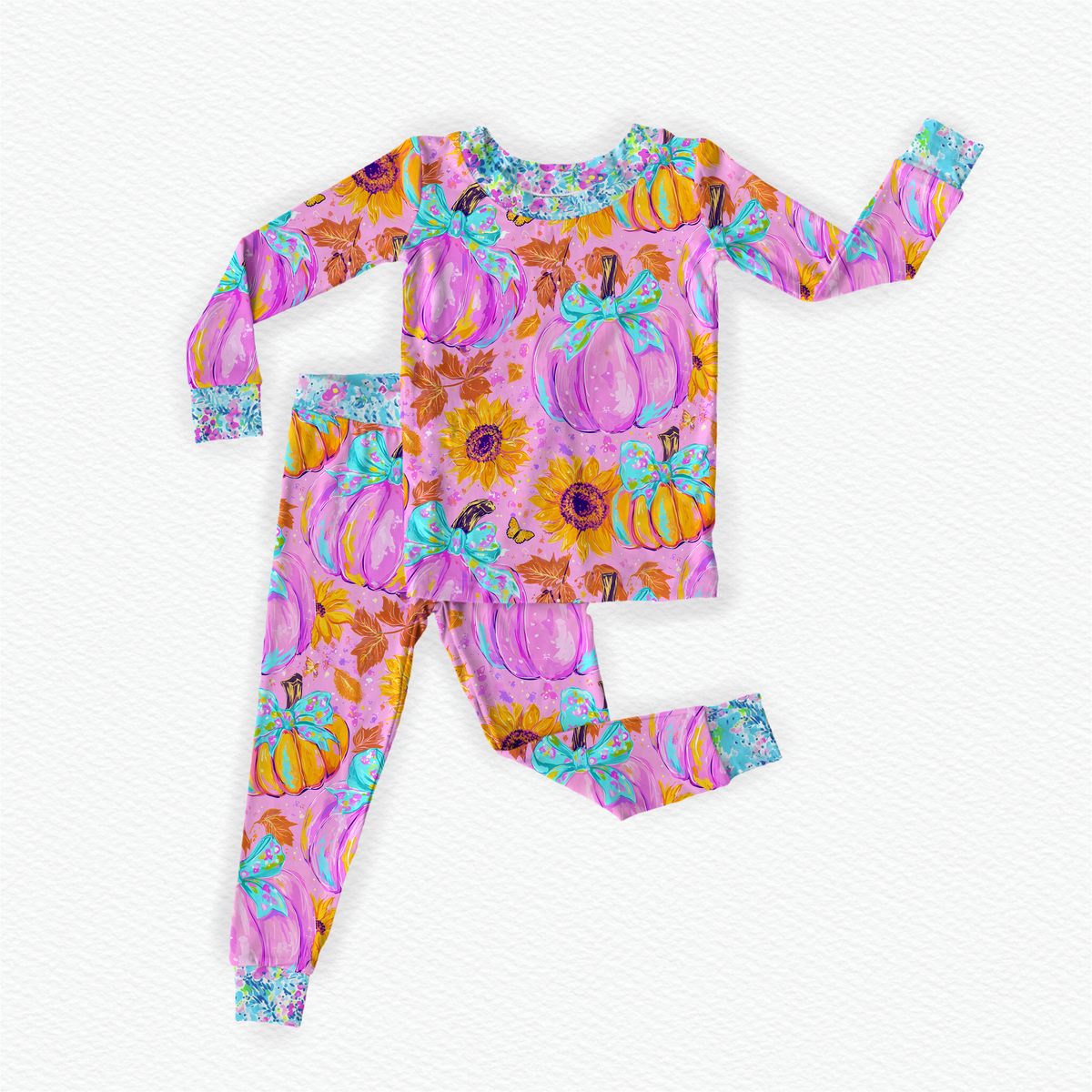 Pumpkin bows long sleeve and pants set