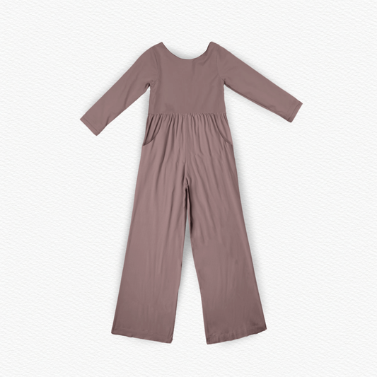 Mauve ribbed Wide leg day wear romper