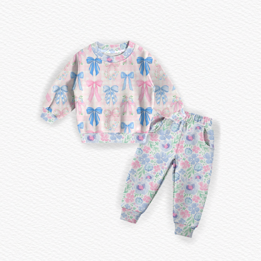 Blush and blue belle French Terry jogger sets