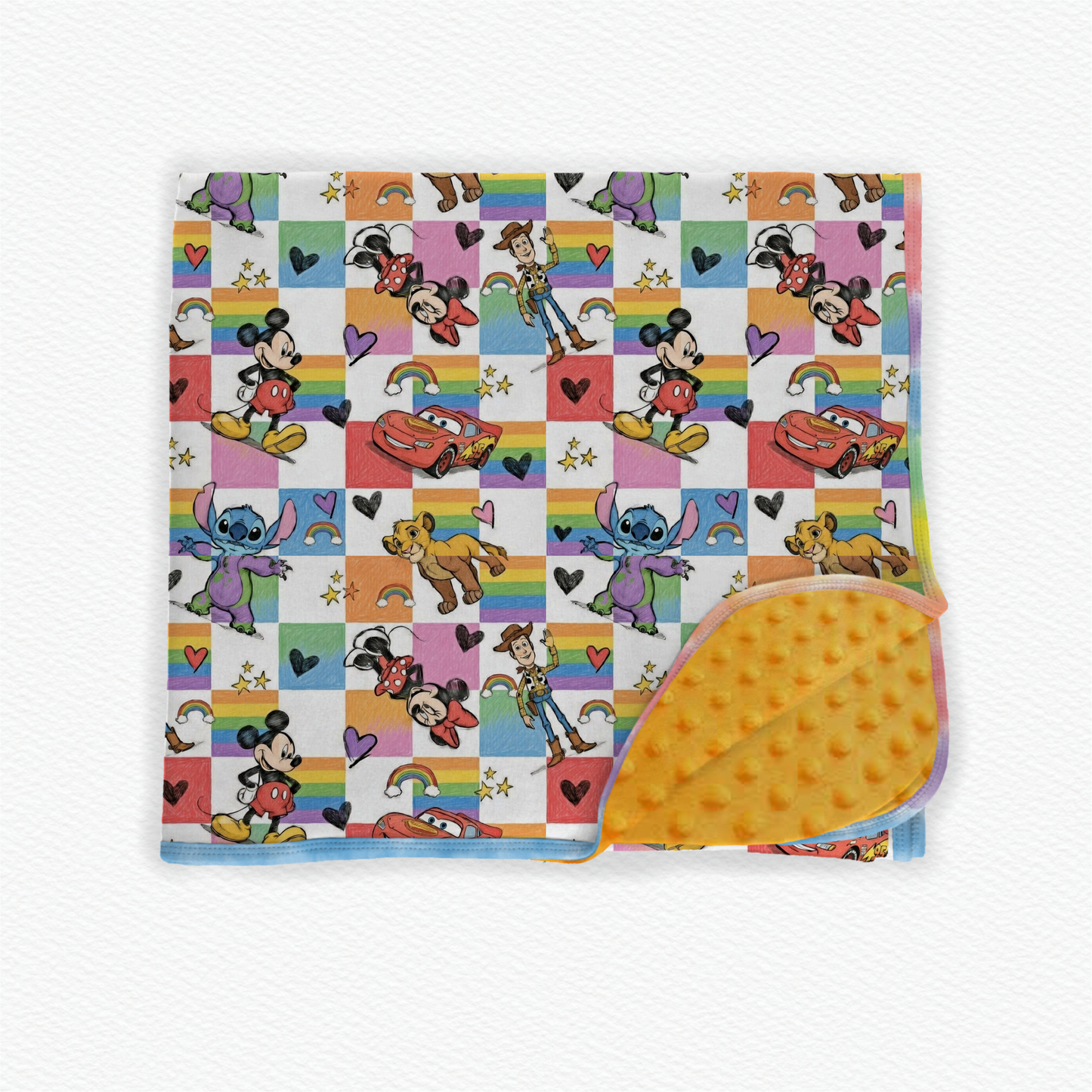 Colorful pals security blanket minky backed 20x20