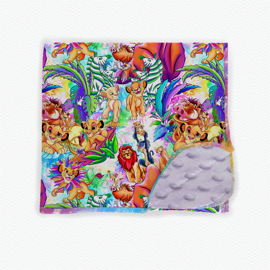 Rainbow roar 60x80 oversized blanket minky backed