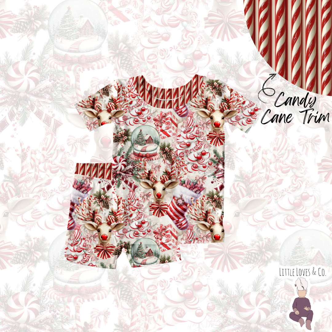 Candy cane lane candy cane trim two piece short set