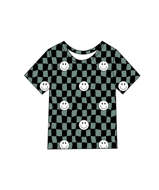 Smiley checks t-shirt bamboo