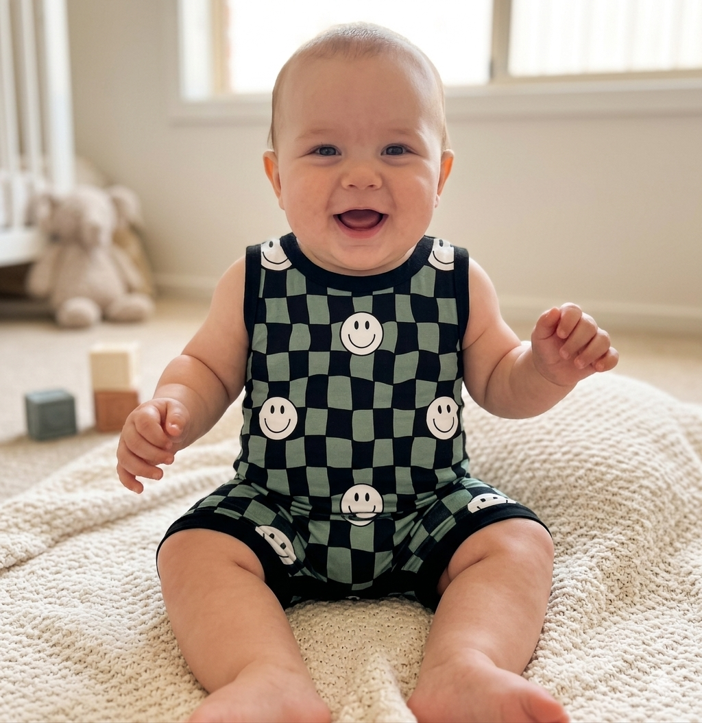 Smiley checks Tank daywear romper