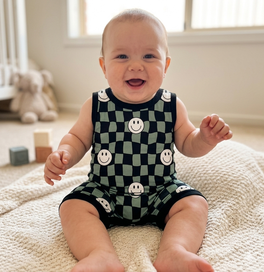 Smiley checks Tank daywear romper