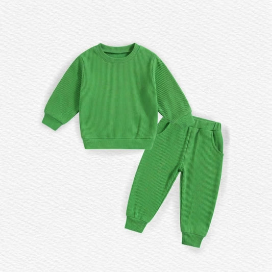 Green ribbed jogger sets