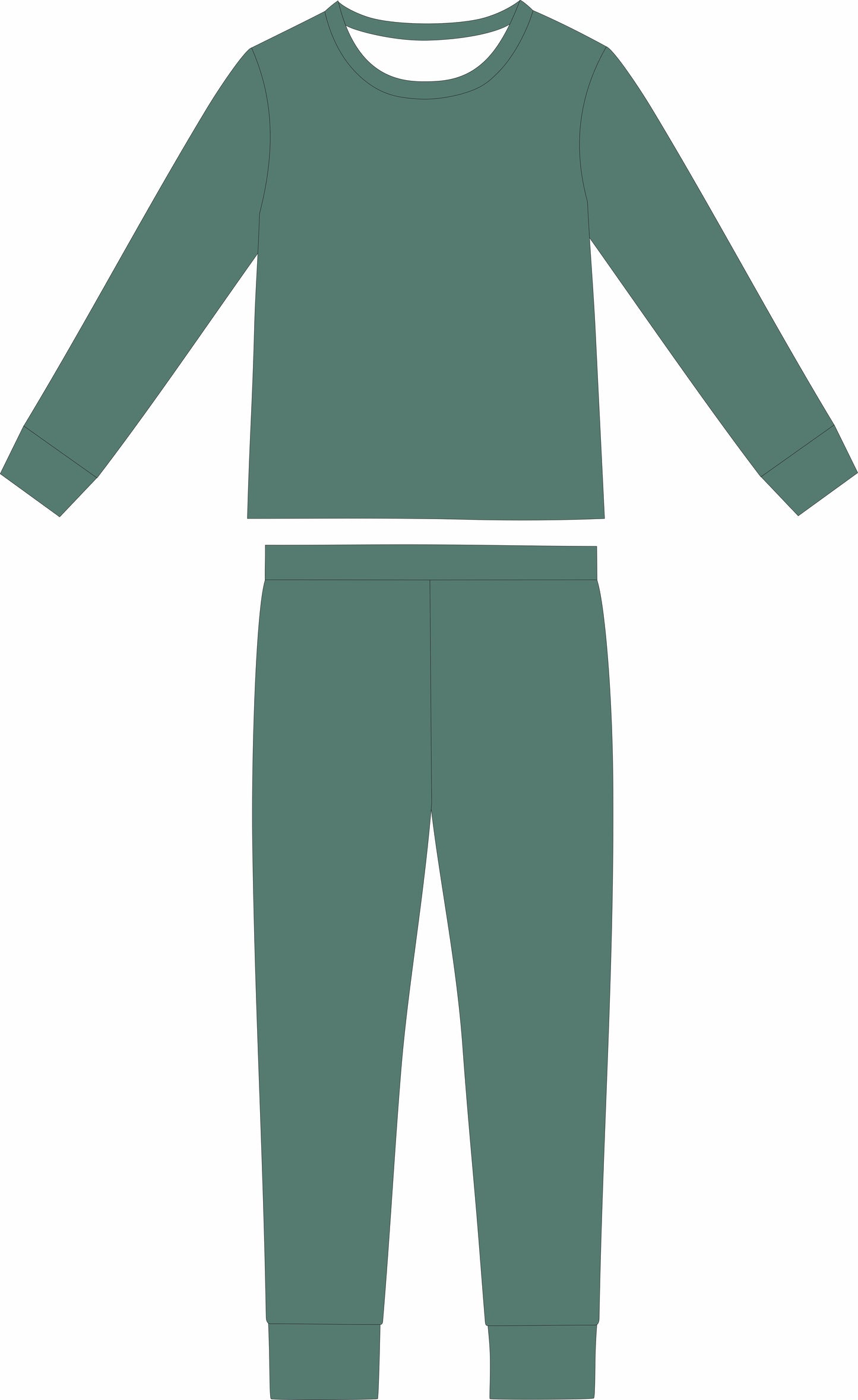 Sea foam geeen ribbed solid two piece long sleeve and pants set