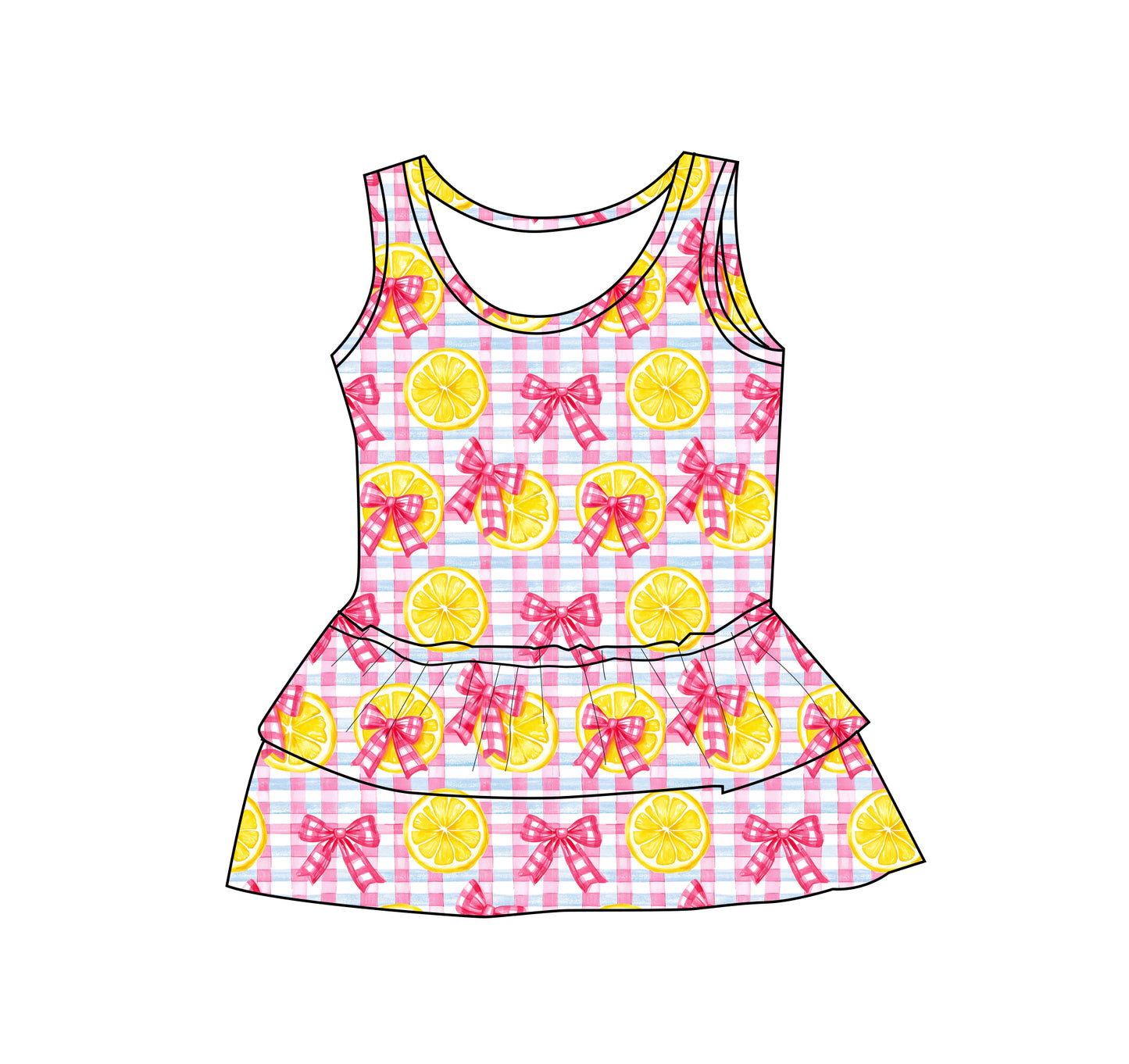Lemons ruffle tank bamboo
