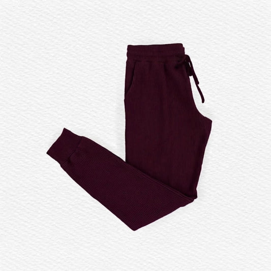 Burgundy ribbed joggers