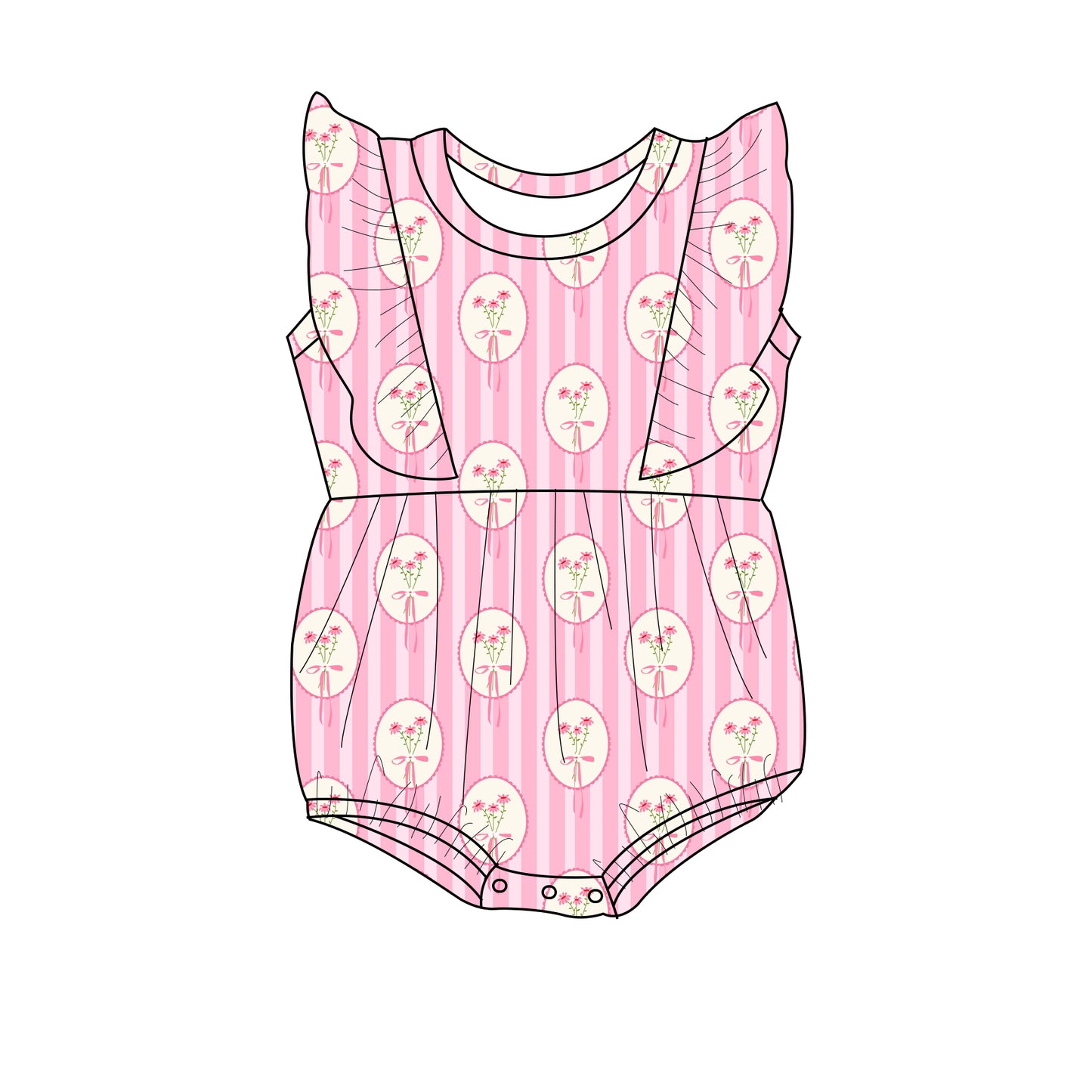 Pink flowers flutter Bubble romper