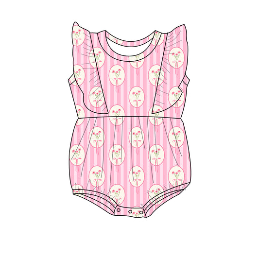Pink flowers flutter Bubble romper