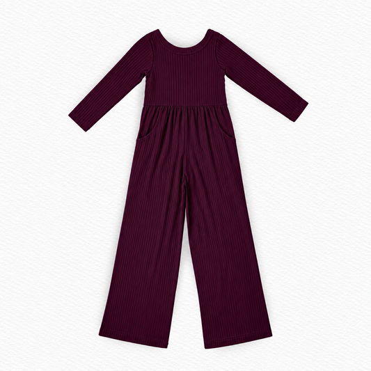 Burgundy ribbed Wide leg day wear romper