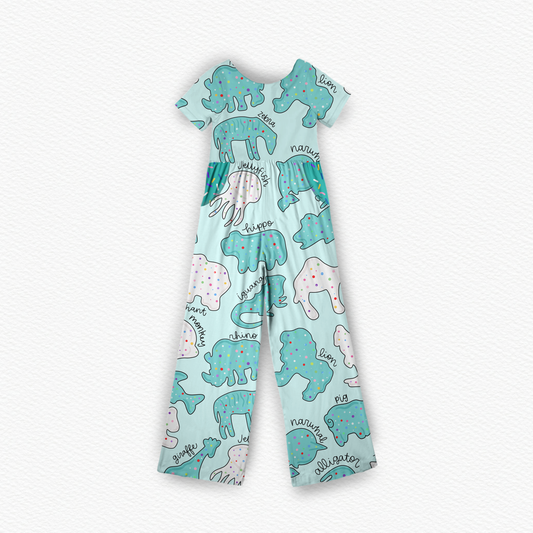 PRE-SALE Safari sprinkles blue Wide leg day wear romper short sleeve