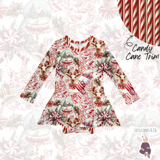 Candy cane lane candy cane trim twirl with bodysuit