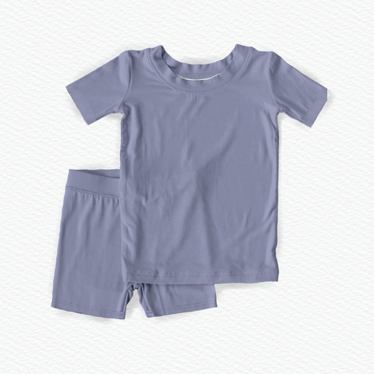 Periwinkle ribbed two piece short set