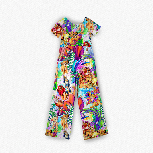 PRE-ORDER Rainbow roar Wide leg day wear romper short sleeve