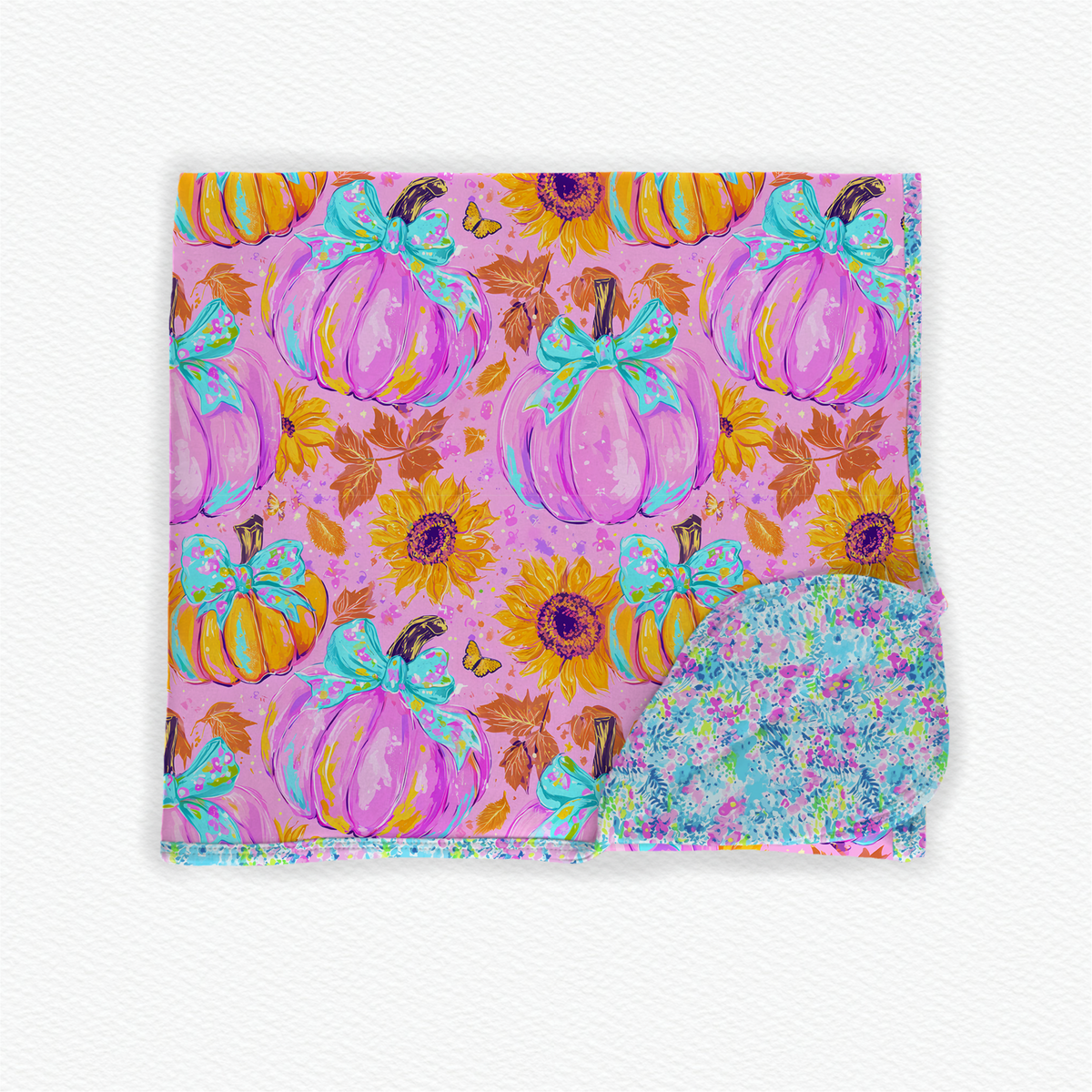 Pumpkin bows 50x50 bamboo blanket