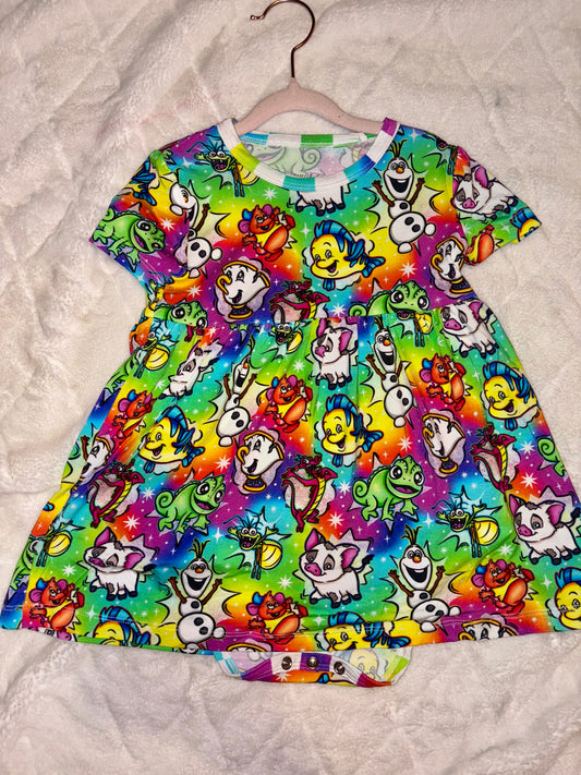 Rainbow checks twirl with bodysuit